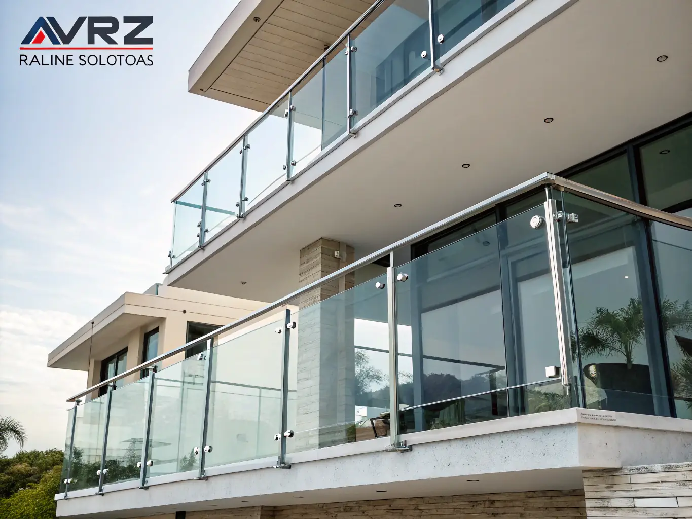 A professionally styled image featuring GOREVERWPC's WPC railings installed on a residential balcony. The railings should look elegant, sturdy, and provide a safe and stylish boundary.